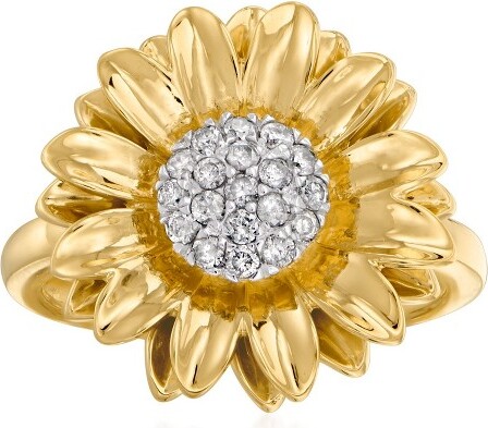 Ross-Simons Ross-Simons0.25ct.t.w.DiamondSunflowerRingin18ktGoldOverSterlingSize8
