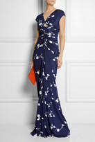 Thumbnail for your product : Michael Kors Cutout ruched printed stretch-jersey maxi dress