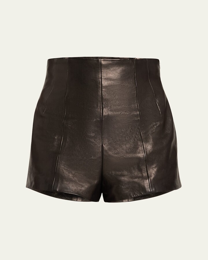 Lennman High-Waist Leather Shorts