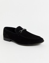 Thumbnail for your product : ASOS DESIGN Wide Fit loafers in black faux suede with snaffle
