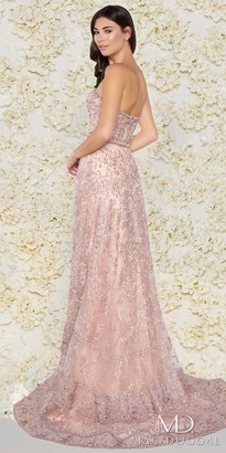 Mac Duggal Enchanting Strapless Sweetheart A-line Lace Evening Gown