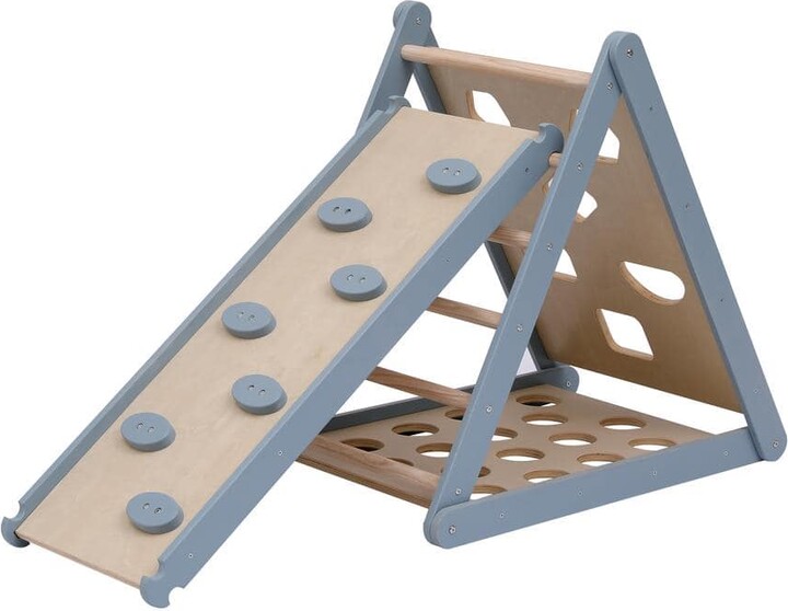 Funphix 6-in-1 Pikler Climbing Set Foldable Blue Triangle and Slide Board Baby Toy-Fun and Safe Playtime