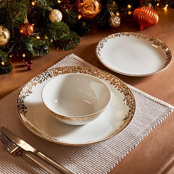 Dunelm Laurel Porcelain Dinner Plate Gold ShopStyle