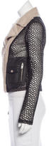 Thumbnail for your product : Yigal Azrouel Leather & Shearling-Trimmed Eyelet Jacket