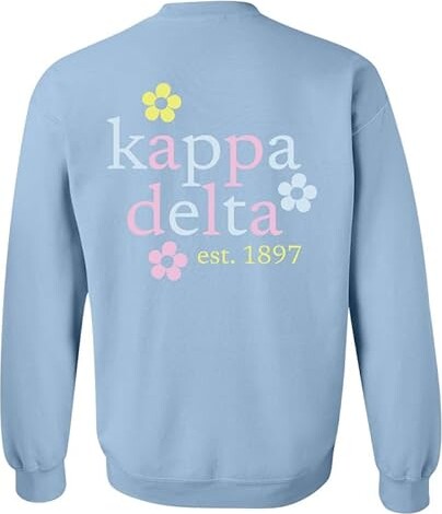 Kite and Crest Kappa Delta Sweatshirt - Kay Dee Pastel Floral Sorority Crewneck Sweatshirt Light Blue