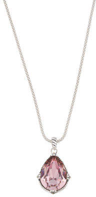 14k Gold And Sterling Silver Swarovski Crystal Pear Necklace
