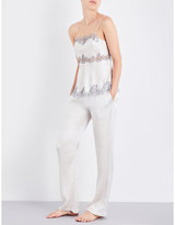 Thumbnail for your product : Carine Gilson Chantilly lace-trim silk-satin camisole