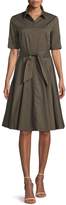 Badgley Mischka Collection Safari Belted Fit-&-Flare Shirtdress