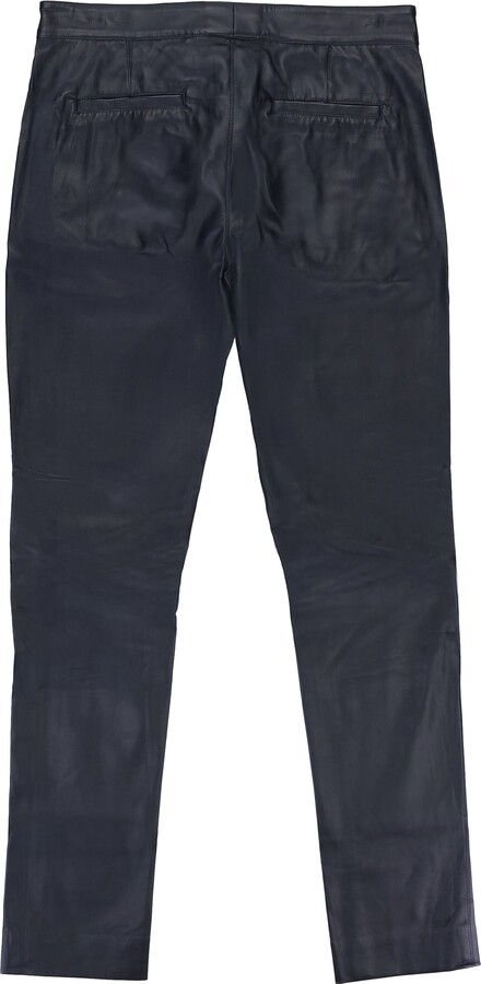 Roni Ilan Faux Leather Panel Navy Trouser