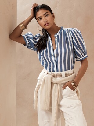 Navy Blue Striped Blouse | Shop the world's largest collection of 