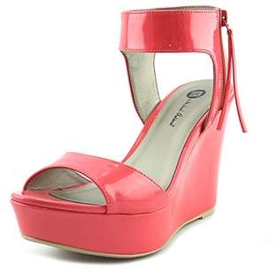 Michael Antonio Amus Women Open Toe Patent Leather Pink Wedge Heel.