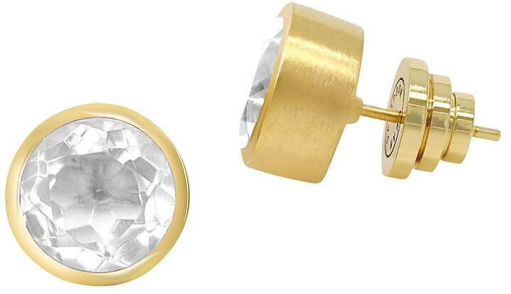 Stud earrings - Metal & strass, gold, black, dark gold, crystal