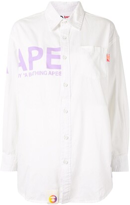 AAPE BY *A BATHING APE® Logo-Print Button-Up Workshirt