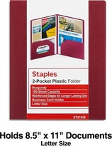 Thumbnail for your product : Staples Poly 2-Pocket Folders Burgundy Each (21636-CC/20634) 431490