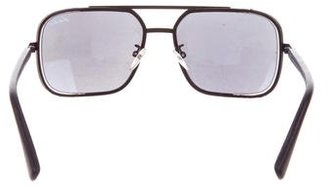 Lanvin Leather-Trimmed Tinted Sunglasses