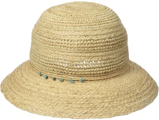 San Diego Hat Co. San Diego Hat Company Women's 3-inch Raffia Kettle Brim Sun Hat with Turqoise Trim