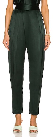 The Sei Draped Pleat Trouser Pant in Dark Green - ShopStyle