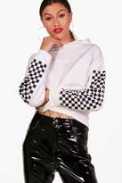 Thumbnail for your product : boohoo Tall Grid Check Sleeve Crop Hoody