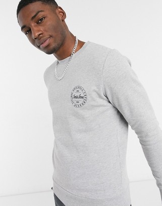Jack and Jones Originals sweatshirt with small script logo in gray -  ShopStyle