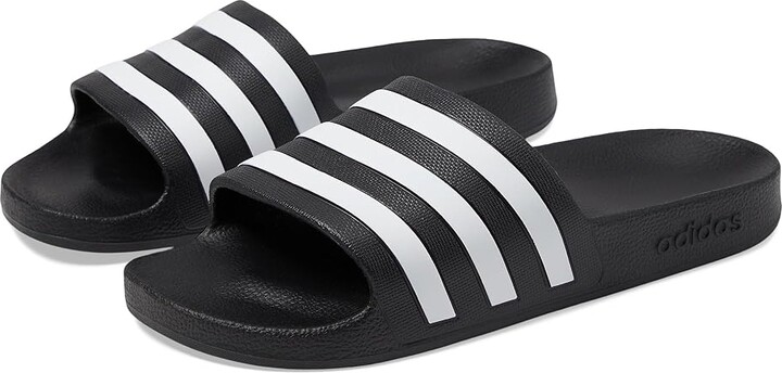 adidas Adilette Aqua Slides Athletic Shoes Black/White/Black : Men's 7 - Women's 8 Medium, Synthetic