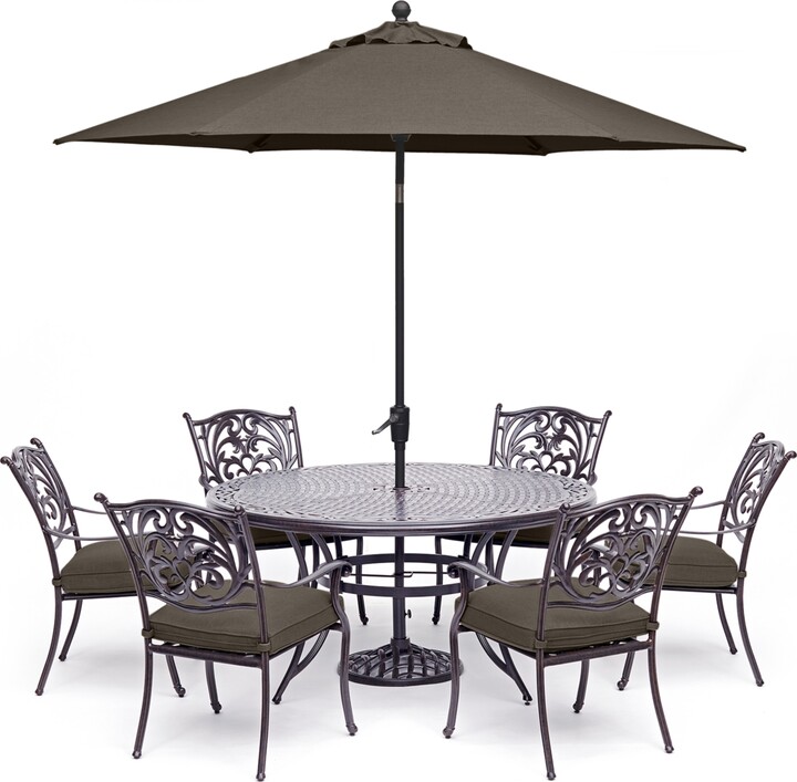 Agio Chateau Outdoor Aluminum 7Pc. Set (60" Round Dining Table & 6