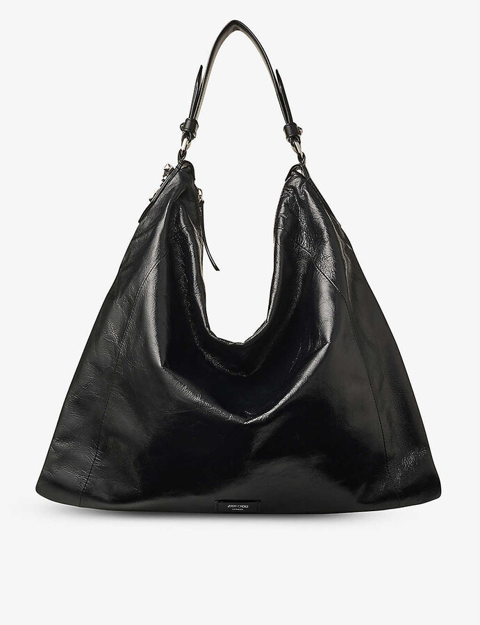 black handbag with silver hardware