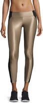 Thumbnail for your product : Koral Activewear Helix Shiny Colorblock Athletic Leggings, Camel/Black