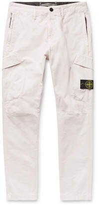 Stone Island Tapered Logo-Appliqued Brushed-Cotton Cargo Trousers