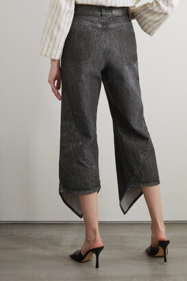 Loewe Asymmetric Cropped High-rise Bootcut Jeans - Black