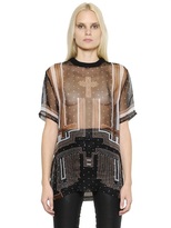 Thumbnail for your product : Givenchy Graphic Printed Sheer Silk Organza Top