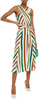 Thumbnail for your product : Diane von Furstenberg Mireille Crossover Striped Silk Crepe De Chine Midi Dress