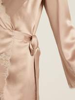 Thumbnail for your product : Carine Gilson Lace Trimmed Silk Satin Robe - Womens - Light Pink