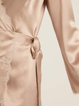 Carine Gilson Lace Trimmed Silk Satin Robe - Womens - Light Pink