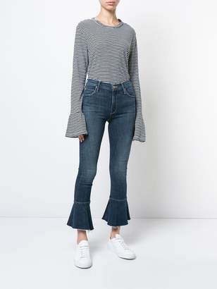 Mother ruffled hem cropped jeans