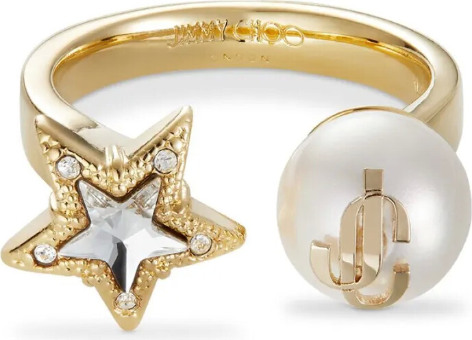 Jimmy Choo Debossed-Logo Adjustable Ring