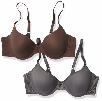 Ellen Tracy Women's 2 Pack Matte and Shine T-Shirt Bra with Bow Detail