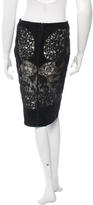 Thumbnail for your product : Tom Ford Suede-Trimmed Lace Skirt
