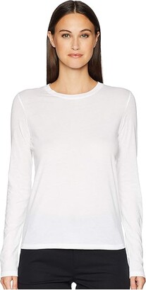 Vince Essential Long Sleeve Jersey Crew (Optic White) Women's Clothing