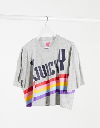 Juicy Couture Jxjc Juicy Logo Rainbow Split Tee Htr Cozy