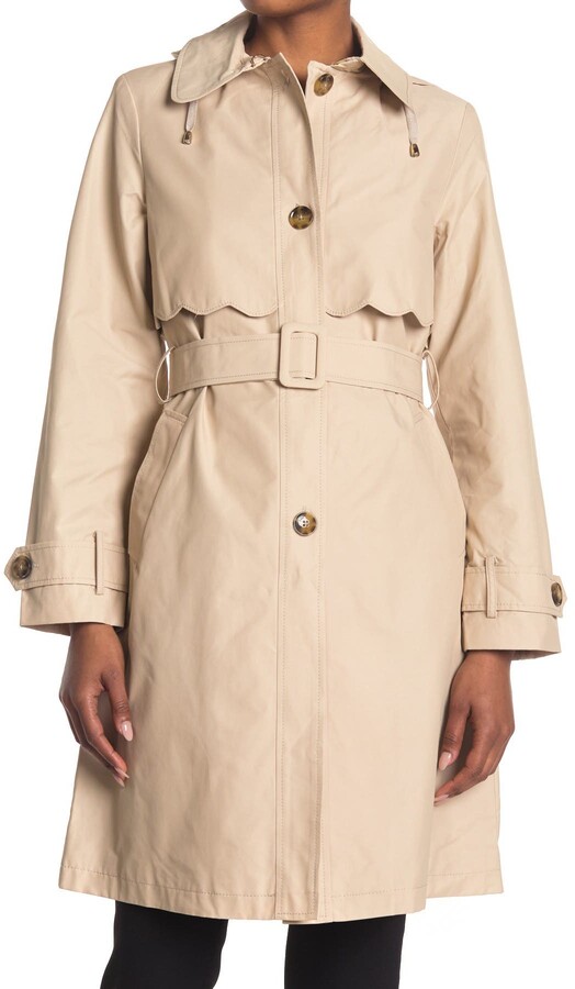 Kate Spade Scalloped Belted Hood Trench Coat - ShopStyle