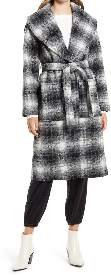 plaid longline jacket