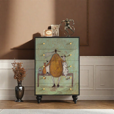 East Urban Home Pine Durable Five Drawer Cabinet