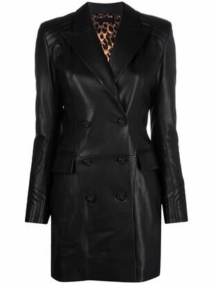Philipp Plein Fitted Leather Coat