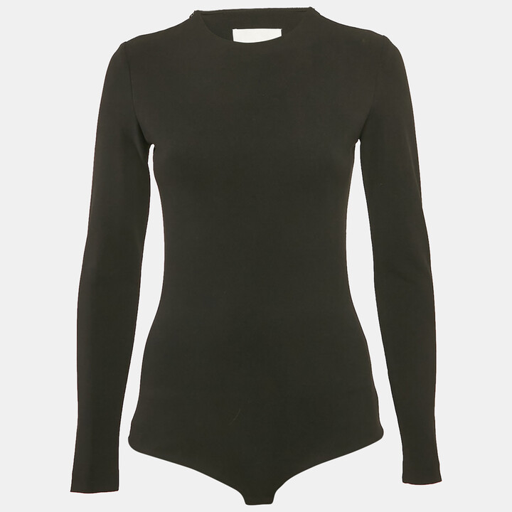 SOLACE London Black Crepe Keziah Bodysuit S