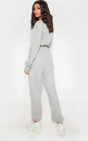 Thumbnail for your product : PrettyLittleThing Grey Button Up Loop Back Jumpsuit