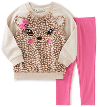 Kids Headquarters Baby Girls Two-Piece Faux Fur Deer Sweater and Leggings Set