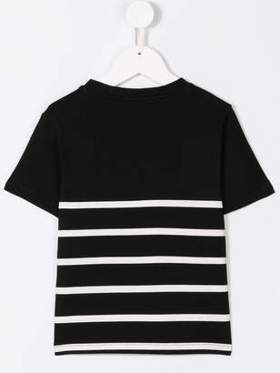 Balmain Kids striped logo print T-shirt