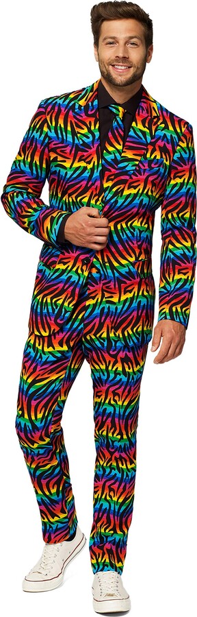 OppoSuits Men's Crazy Prom Suits Wild Rainbow Comes with Jacket Pants and  Tie in Funny Designs 40 - ShopStyle