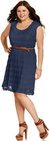 Thumbnail for your product : Trixxi Plus Size Dress, Cap-Sleeve Lace Belted A-Line
