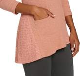 Thumbnail for your product : Logo By Lori Goldstein LOGO by Lori Goldstein Rib Slub Knit Top with Daisy Mesh